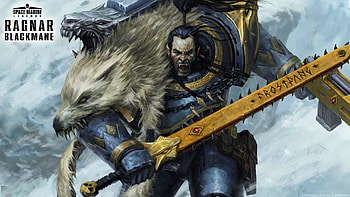 bmacsmith chainsword imperium portrait ragnar ragnar_blackmane space_marines space_wolves Warhammer 40k ... HD wallpaper