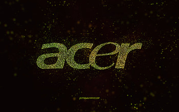 Acer glitter logo, , black background, Acer logo, lime glitter art, Acer, creative art, Acer lime glitter logo HD wallpaper