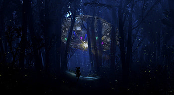U.F.O.'s Are Watching, girl, ufo, woods, fantasy HD wallpaper