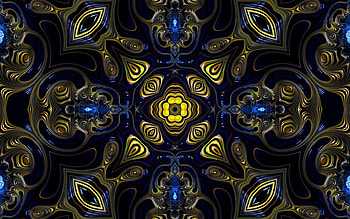 Fractal, blue, abstract, yellow HD wallpaper