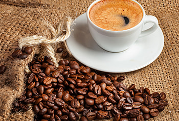 Coffee, hot, beans, cloth, cup HD wallpaper