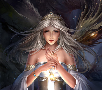 Fantasy girl, girl, fantasy, zexiao cai, dragon, luminos, dark HD wallpaper