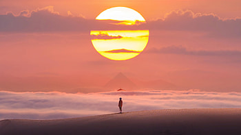 Standing For Miracle , alone, artist, artwork, digital-art, sunset, pyramid HD wallpaper
