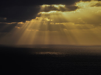 Nature, Sky, Sea, Clouds, Rays, Beams HD wallpaper