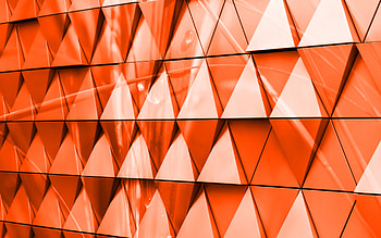 orange 3d triangle background, , orange 3d background, glass triangles, creative 3d pink background, orange 3d glass triangles HD wallpaper