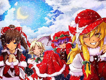 Christmas in anime style, style, anime, christmas, red HD wallpaper