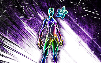 Flow, grunge art, Fortnite Battle Royale, Fortnite characters, Flow Skin, violet abstract rays, Fortnite, Flow Fortnite HD wallpaper