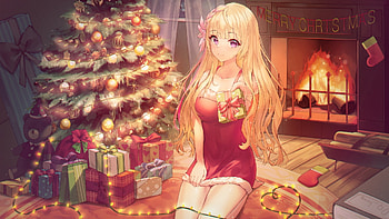 Christmas Anime, Girl, Anime, Presents, Christmas HD wallpaper