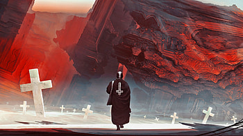 Priest, graves, magic, fantasy, cross, dark HD wallpaper