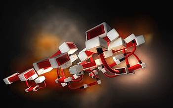 3D, Blur, Smooth, Cubes, Connections, Connection HD wallpaper