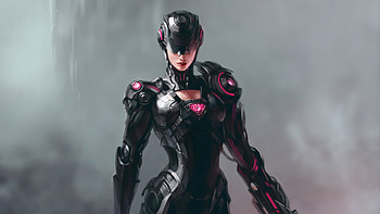 Cyborg Girl, cyborg, artwork, artist HD wallpaper