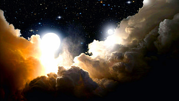 Two Moons, night, great, awesome, galaxy, universe, , , stars, outstanding, wonderful, nice, nebula, moonlight, planet, moon, fantastic, amazing, adorable, marvellous, cloud, stunning, beautiful, super, pretty, lights, clouds, space, sky, skyphoenixx1 HD wallpaper