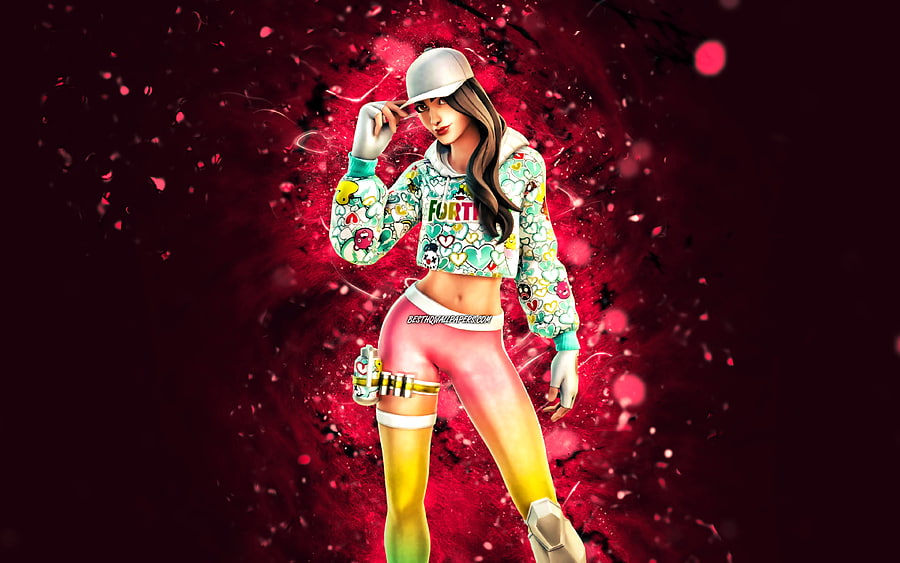Colorful Ruby, , purple neon lights, Fortnite Battle Royale, Fortnite characters, Colorful Ruby Skin, Fortnite, Colorful Ruby Fortnite HD wallpaper