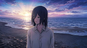 chainsaw man reze arc - reze in the morning sun by the beach, Chainsaw Man, Reze (Chainsaw Man), anime girl, beach HD wallpaper