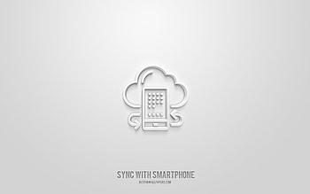sync with smart 3d icon, white background, 3d symbols, sync with smart, technology icons, 3d icons, sync with smart sign, technology 3d icons, synchronization HD wallpaper