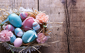 Happy Easter!, egg, blue, pink, wood, pasti, card, easter HD wallpaper