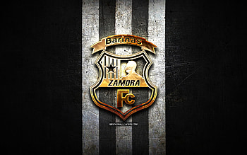 Zamora FC, golden logo, La Liga FutVe, black metal background, football, Venezuelan football club, Zamora FC logo, soccer, Venezuelan Primera Division, FC Zamora HD wallpaper