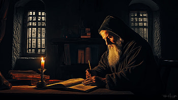 Candlelit Scribe — Artistic Painting, artistic, painting HD wallpaper