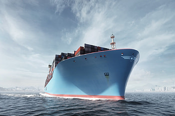 Container Ship, sea, ship, marine, clouds, sky, commercial, water, ocean HD wallpaper