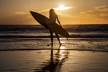Surfing girl, Sports, Sea surfing women, Silhouette HD wallpaper