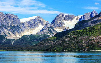Kenai Fjords National Park, Alaska, trees, sky, water, usa, rocks HD wallpaper