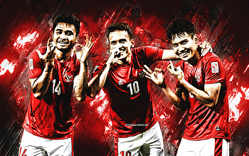 Egy Maulana Vikri, Asnawi Mangkualam, Witan Sulaemanndre, PSM Makassar, red stone background, football, PSM Makassar football players HD wallpaper