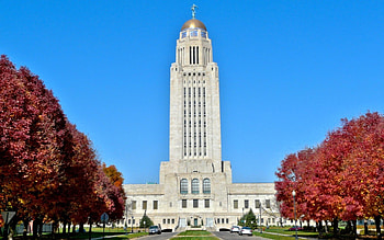 Nebraska state capitol, autumn day, removal HD wallpaper