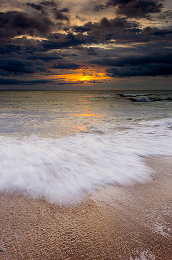 Nature, Sunset, Sea, Waves, Horizon, Tide, High Tide HD phone wallpaper