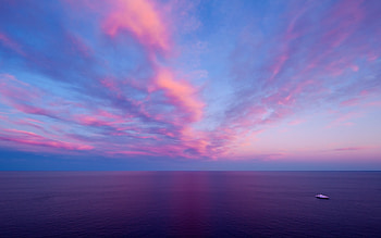 Burning Seascape Nature, nature, sea, boat, sky HD wallpaper