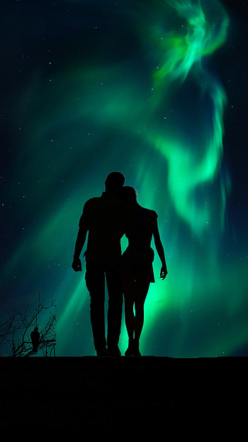 Northern Lights, Love Couples HD phone wallpaper