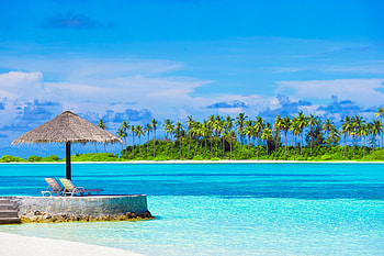 Beach Paradise, Tropic, Ciast, Sky, Umbrella HD wallpaper