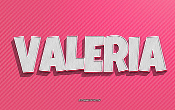 Valeria, pink lines background, with names, Valeria name, female names, Valeria greeting card, line art, with Valeria name HD wallpaper