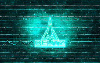 Deutz-Fahr turquoise logo, , turquoise brickwall, Deutz-Fahr logo, brands, Deutz-Fahr neon logo, Deutz-Fahr HD wallpaper