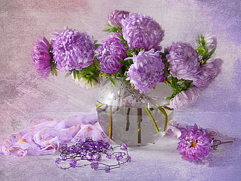 Still life, bouquet, vase, beautiful, nice, delicate, pretty, flowers, lovely, harmony HD wallpaper