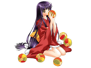 Anime, Girl, Ball, Kimono, Brunette HD wallpaper