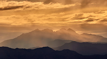 Nature, Mountains, Twilight, Clouds, Fog, Dusk HD wallpaper