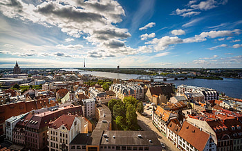 Riga, Latvia, clouds, river, Latvia, Riga HD wallpaper