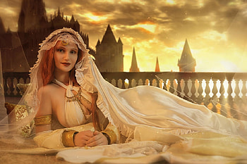 Gwynevere, art, , beautiful, girl, woman, digital, fantasy, castle, queen HD wallpaper