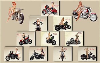 The American Bombshell, military, redheads, blondes, harley, bikes HD wallpaper