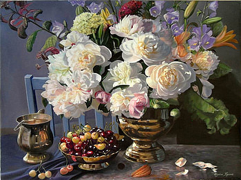 Imperial nostalgia,Kоpаniа. Radiance, chimes and cherry (x.), paintying, still life, art, flower HD wallpaper