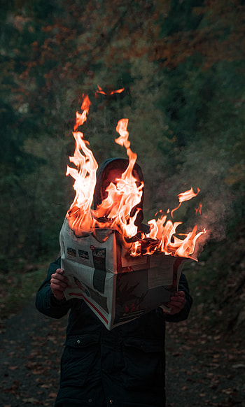 Fire, Flame, Miscellanea, Miscellaneous, Human, Person, Newspaper HD phone wallpaper