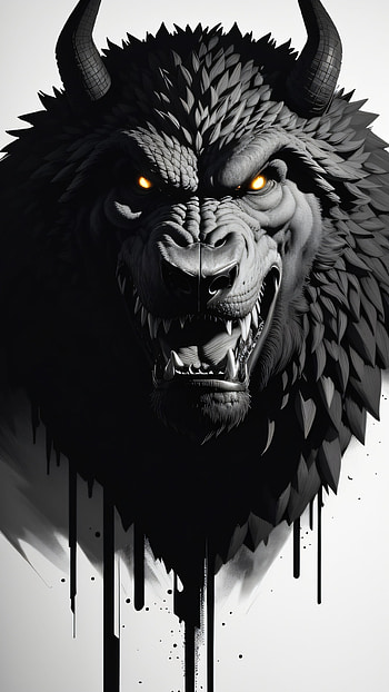 Rampage the beast, portrait, beast, Black & White, fantasy, Animal, Fantasy Animal HD phone wallpaper