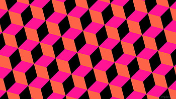 black 3d cubes pink orange deep pink tomato HD wallpaper