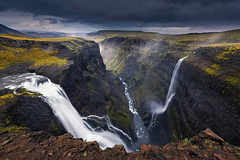Dark and mysterious, Iceland's rivers, Impressive waterfalls, Enchanting canyons HD wallpaper