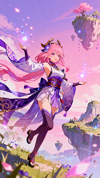 Genshin Impact — Sakura Sky , Genshin Impact, anime girl, pink hair HD phone wallpaper