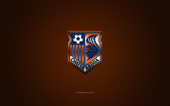 Omiya Ardija, Japanese football club, blue logo, orange carbon fiber background, J2 League, football, Omiya, Japan, Omiya Ardija logo HD wallpaper