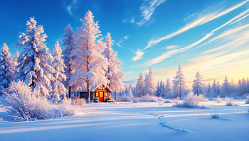 Winter Serenity: Stunning Ultra, winter, tree, snow, cabin HD wallpaper