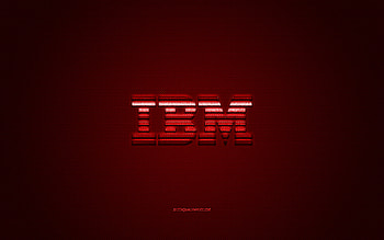 IBM logo, red carbon texture, IBM emblem, IBM purple logo, IBM red background HD wallpaper