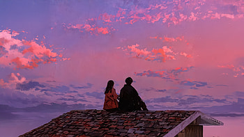 Rooftop Talks, love, couple, artist, artwork, digital-art HD wallpaper