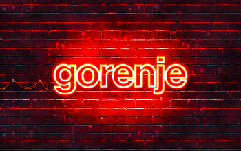 Gorenje red logo, , red brickwall, Gorenje logo, brands, Gorenje neon logo, Gorenje HD wallpaper